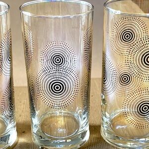 Libby Cresa MCM Tumblers, set of 3, black dash spiral patterns